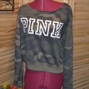 PINK Victoria's Secret L Green Camo L/S Sweatshirt
